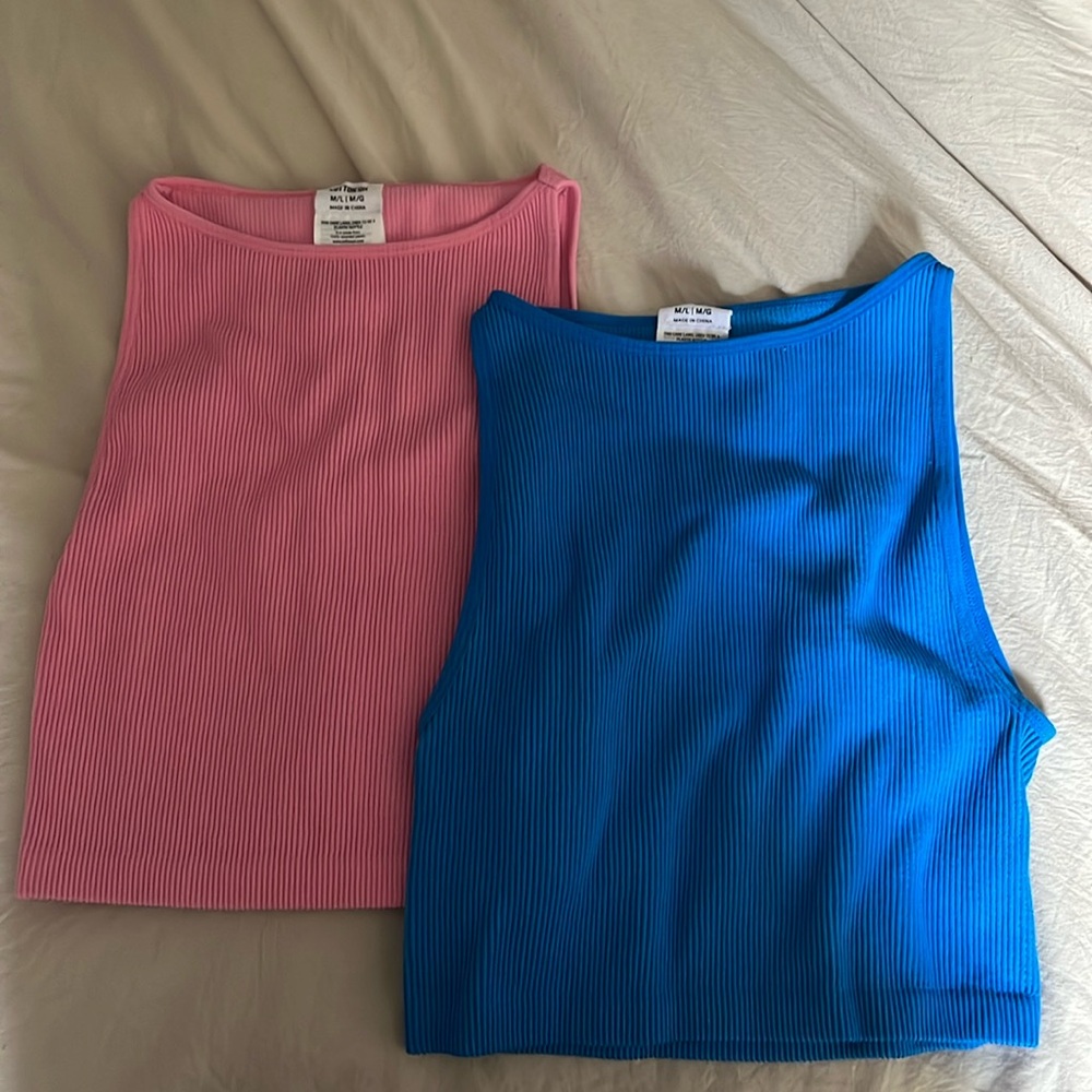 Cotton on, high neck, ribbed tank tops